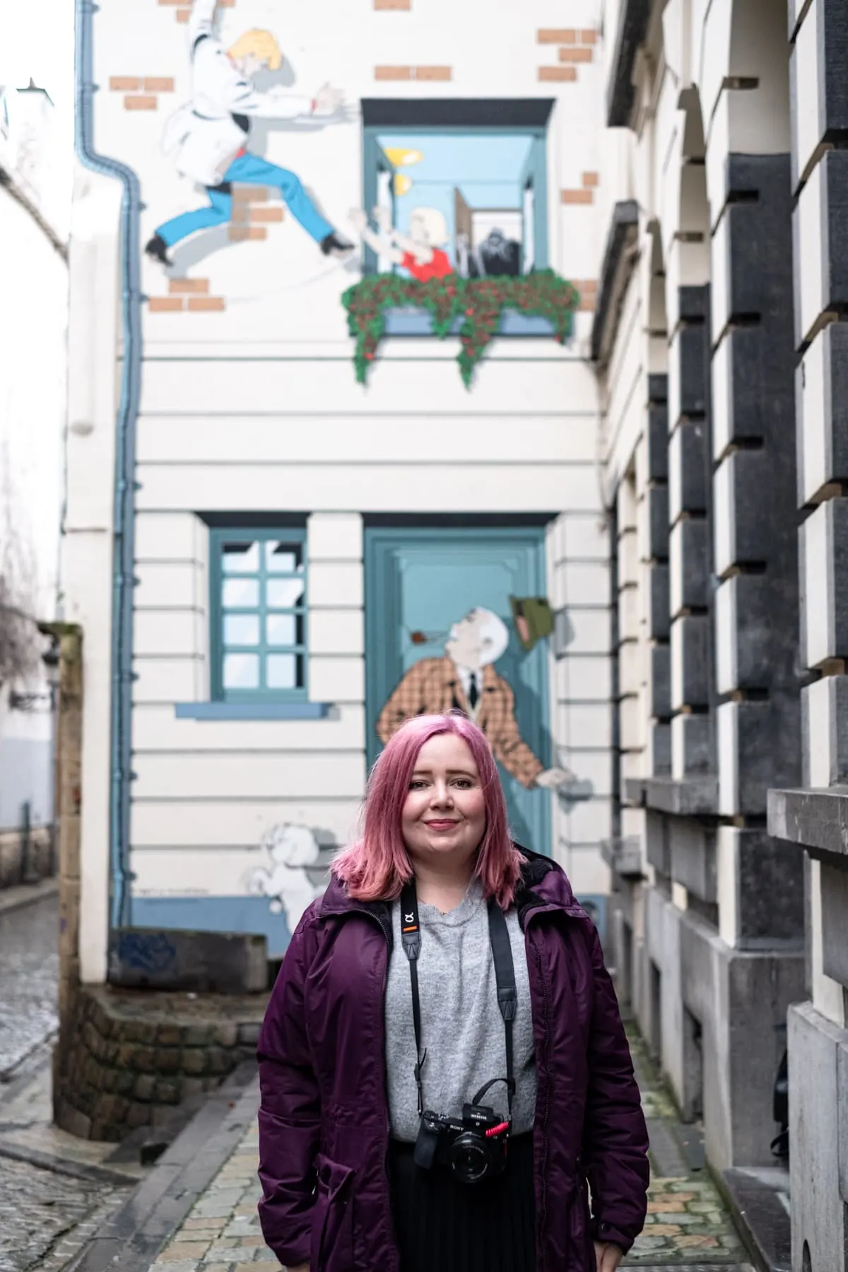 Kat next to Comic Book Strip in Brussels