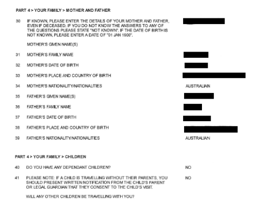 Ancestry Visa Application Family Details Section2