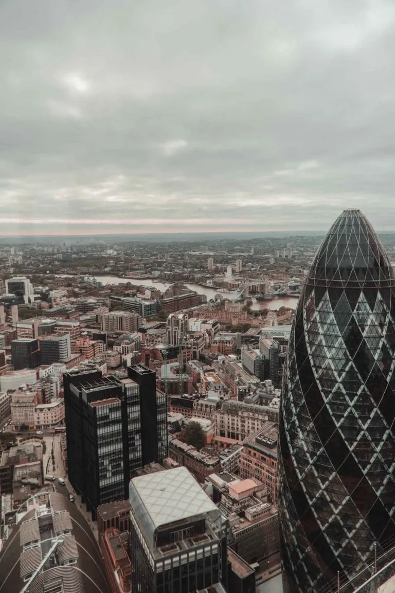 View from Duck and Waffle with a typical grey London day. 
