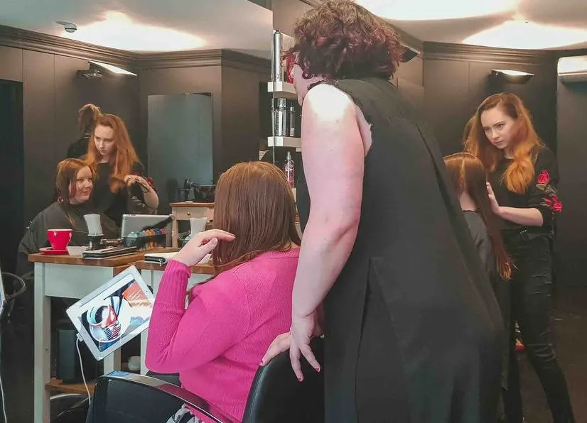 Kat getting her haircut in a London Salon