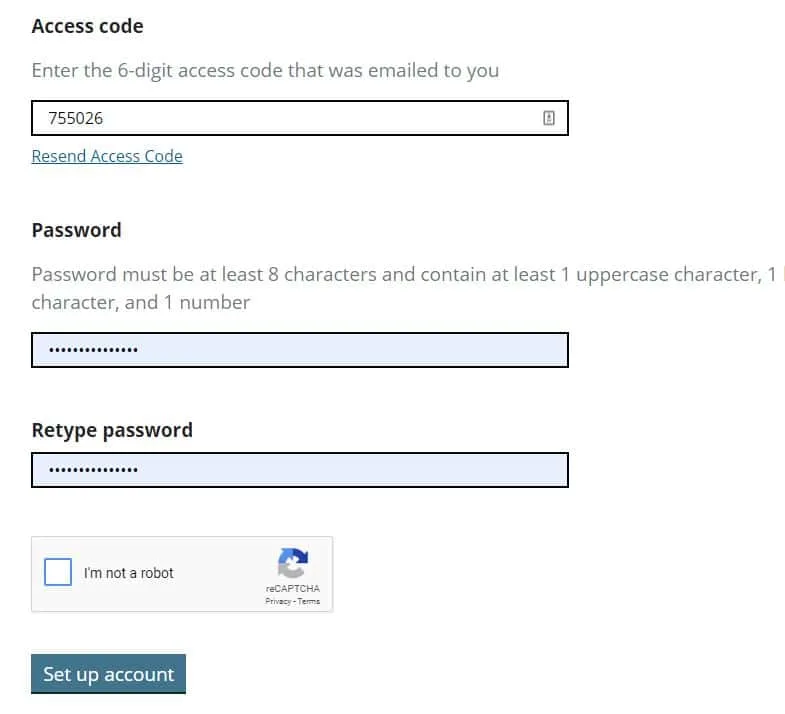 Setup UKVCAS account with password
