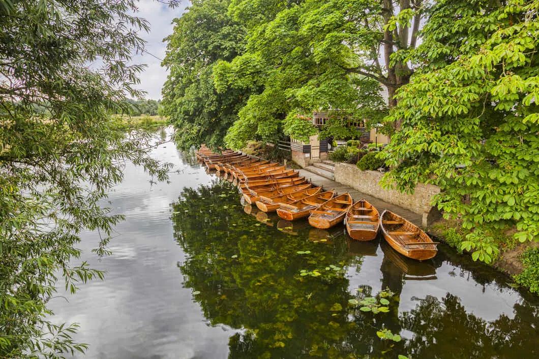 Boats on River Stour Dedham Vale England
