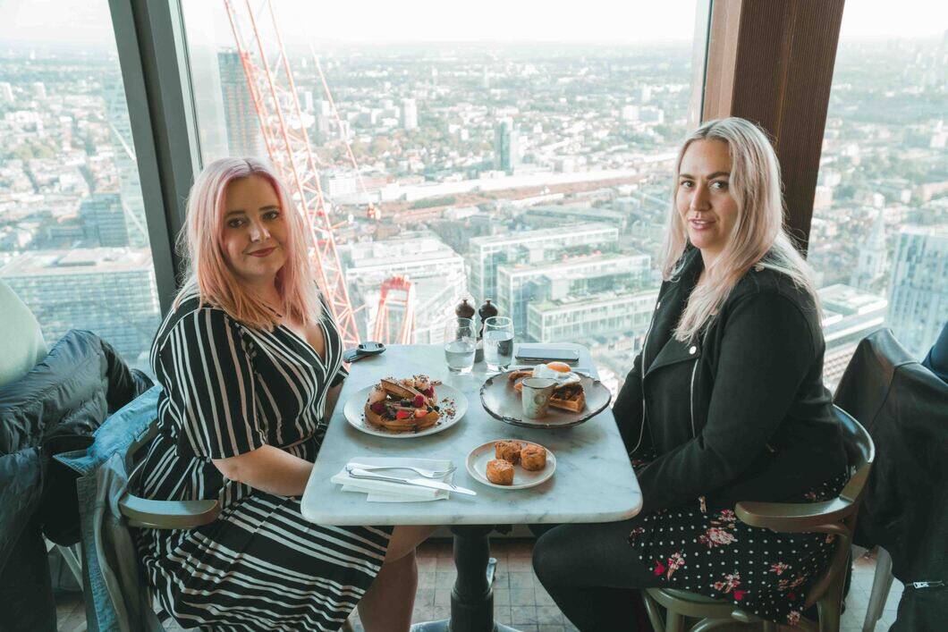 Kat and friend at Duck and Waffle