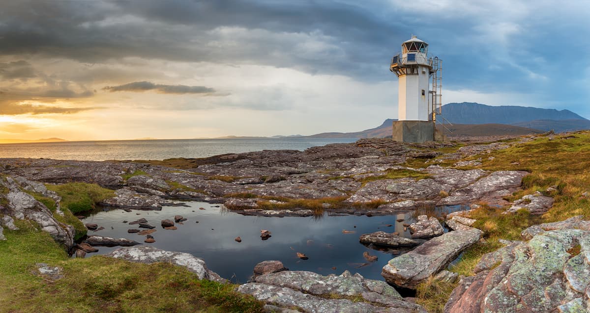 Rhue Lighthouse near Ullapool in Scotland