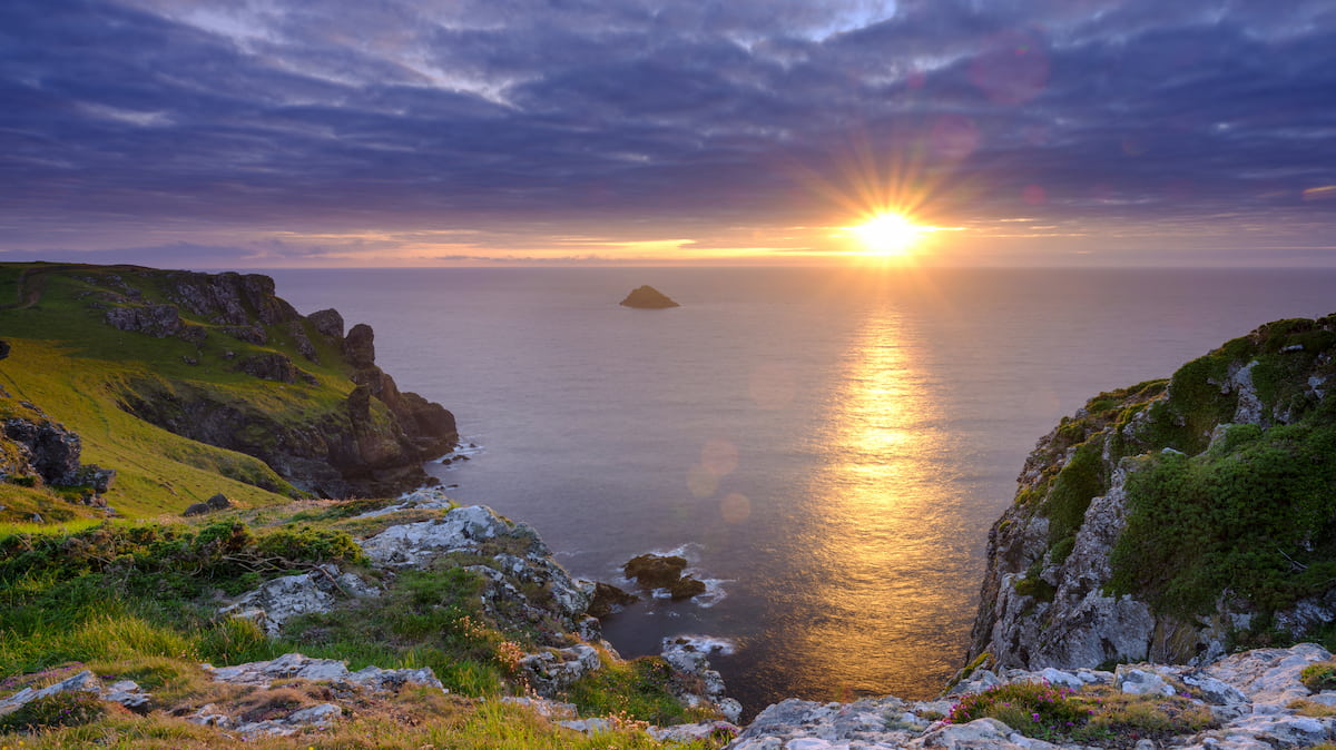 sunset over The Rumps and Pentire Head on the North Coast of Cornwall
