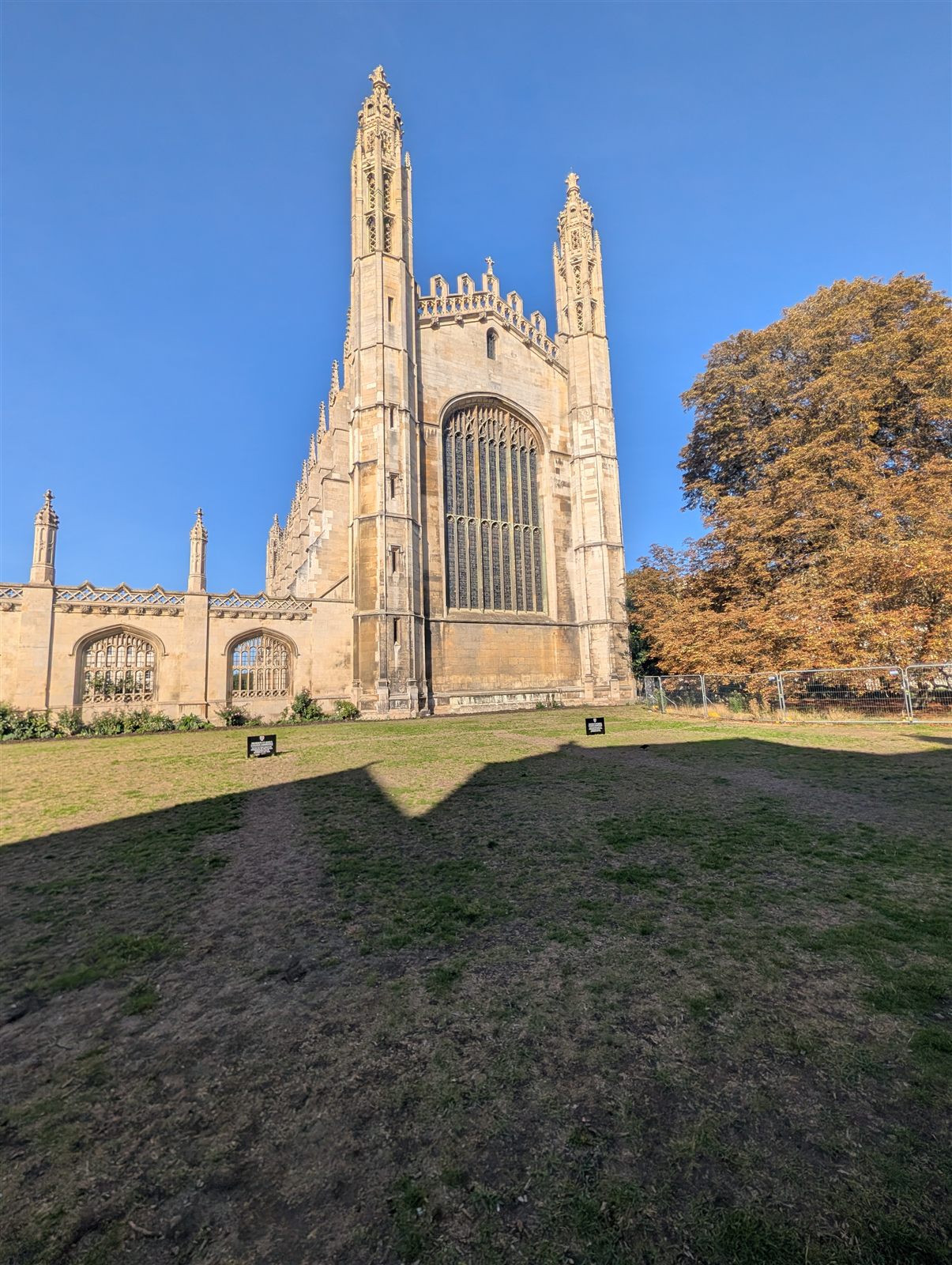King's College Chapel from the lawn on a clear morning in Cambridge