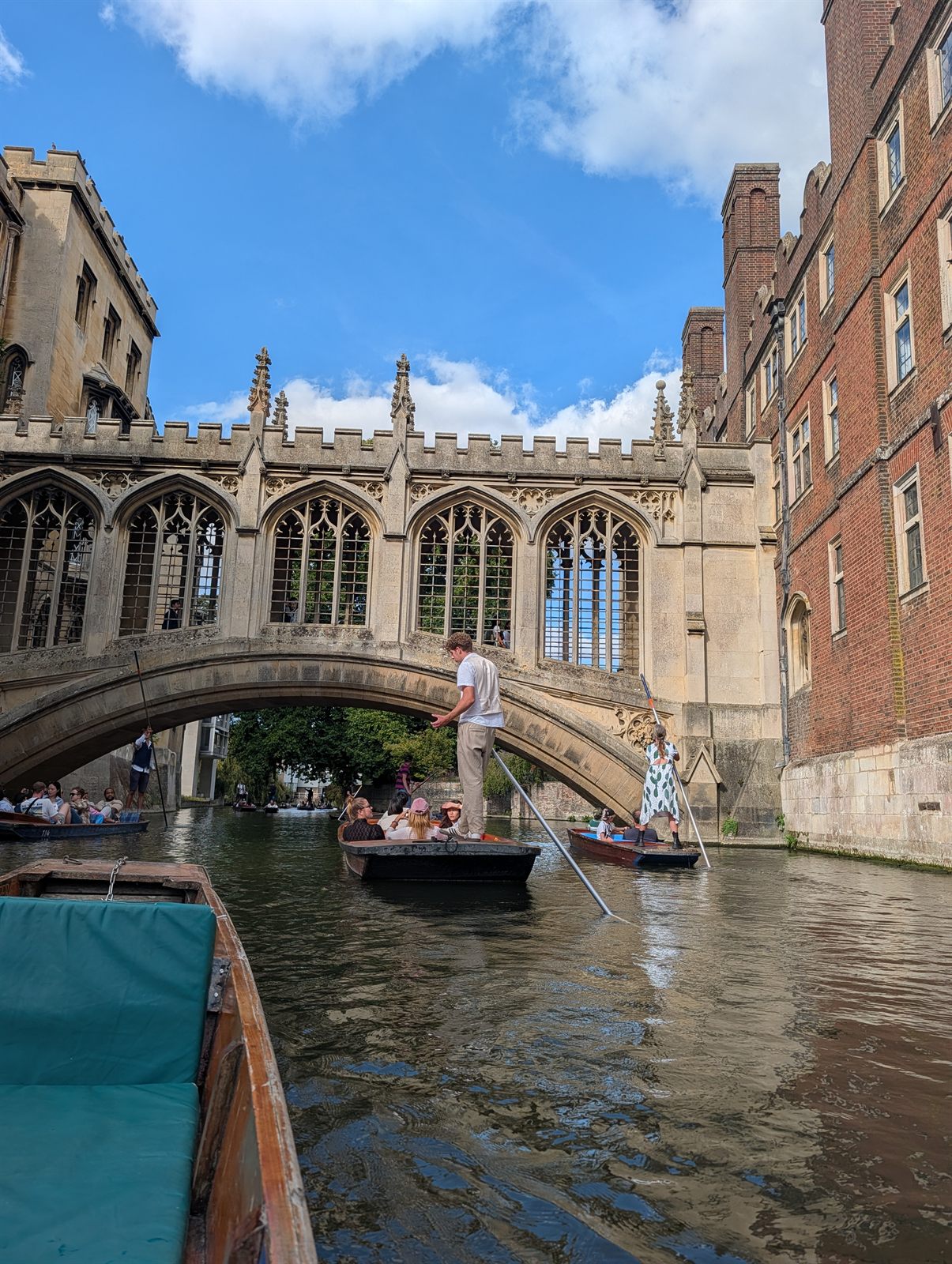 The Bridge of Sighs at St John's College from a punt on the Cam